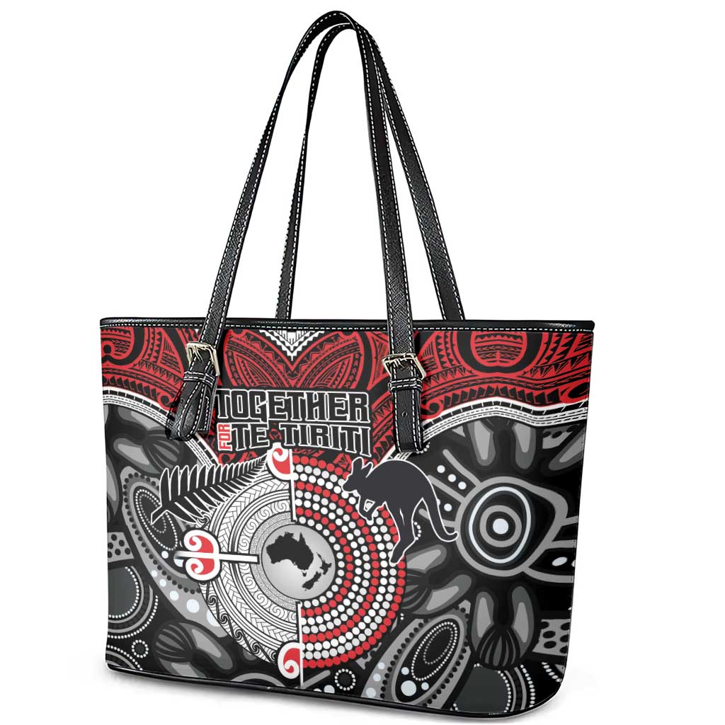 Aotearoa and Australia Leather Tote Bag New Zealand Honour The Treaty Ake!Ake!Ake! LT9 - Polynesian Pride