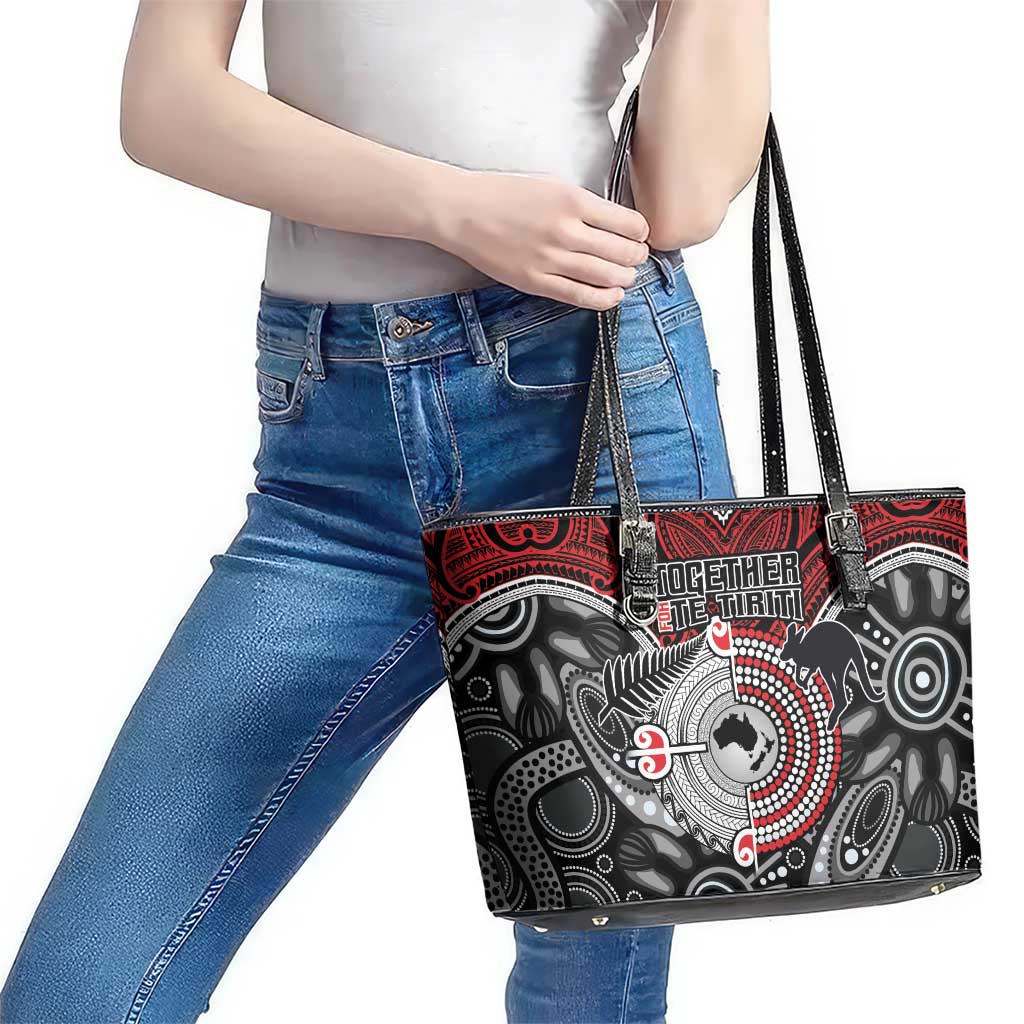Aotearoa and Australia Leather Tote Bag New Zealand Honour The Treaty Ake!Ake!Ake! LT9 - Polynesian Pride