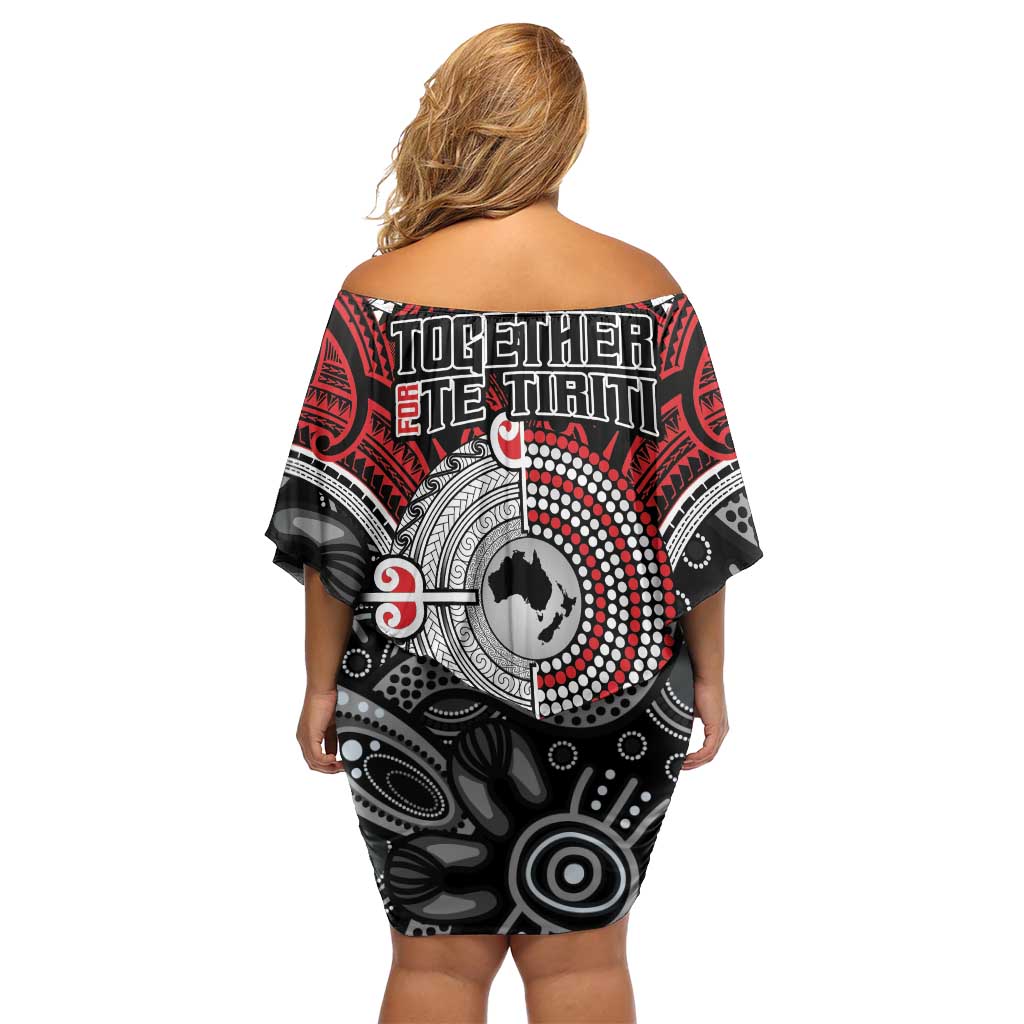 Aotearoa and Australia Off Shoulder Short Dress New Zealand Honour The Treaty Ake!Ake!Ake! LT9 - Polynesian Pride