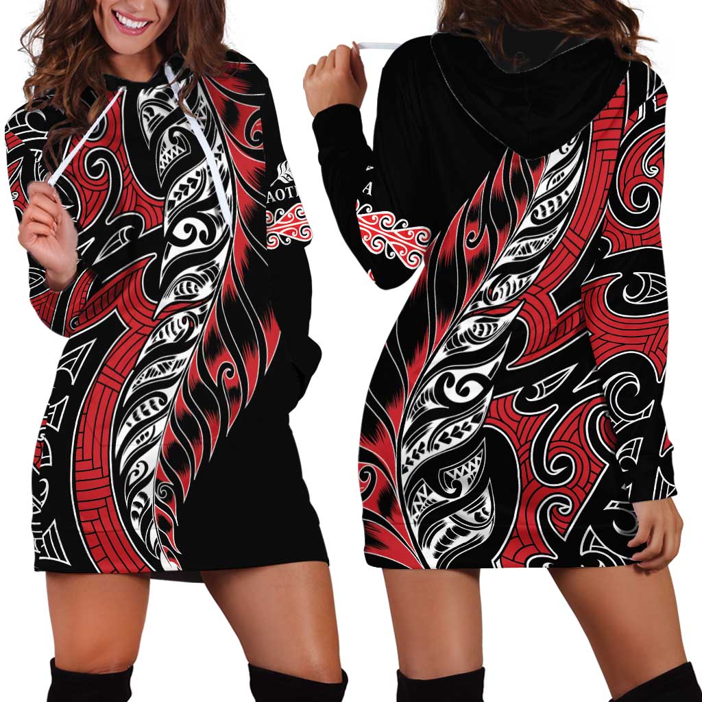 Koru Fern New Zealand Hoodie Dress Maori Tribal Pattern