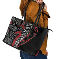 Koru Fern New Zealand Leather Tote Bag Maori Tribal Pattern