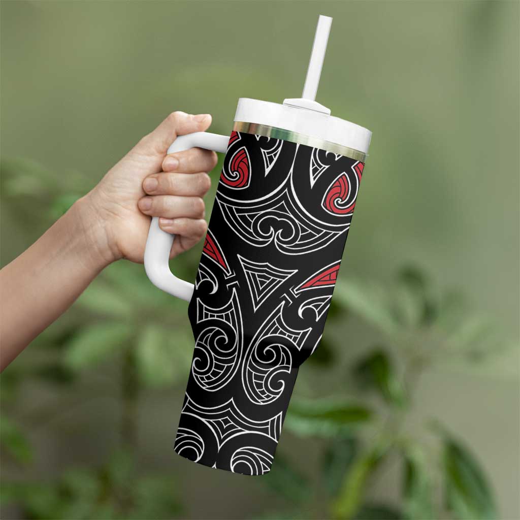 Koru Fern New Zealand Tumbler With Handle Maori Tribal Pattern