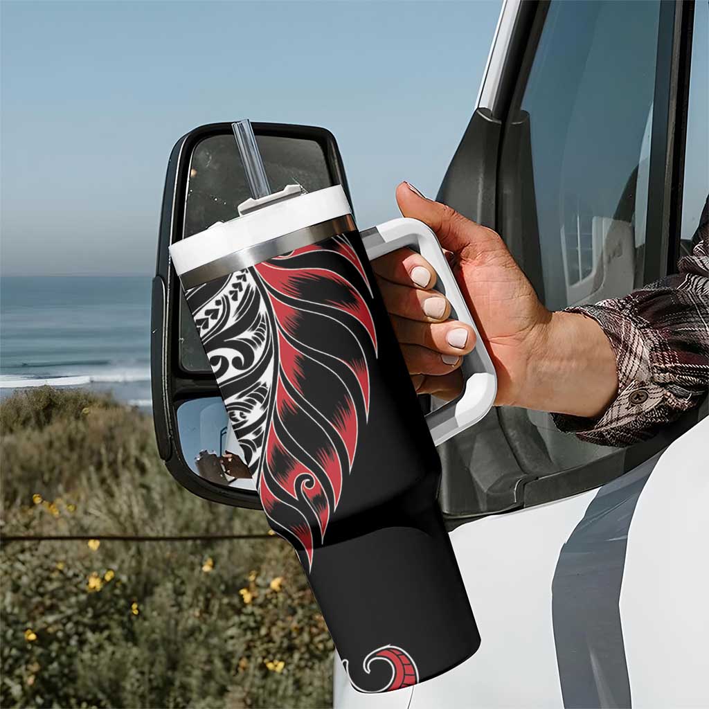 Koru Fern New Zealand Tumbler With Handle Maori Tribal Pattern