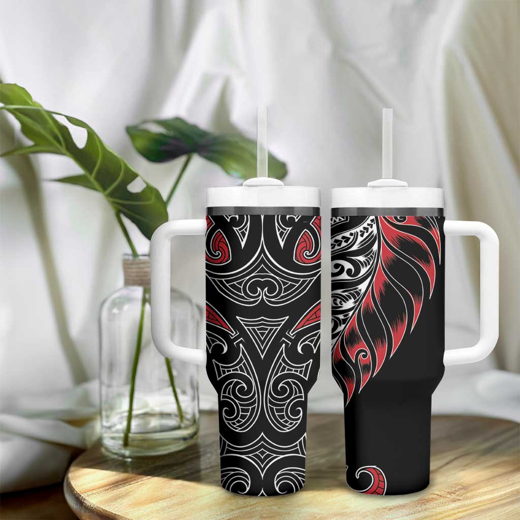 Koru Fern New Zealand Tumbler With Handle Maori Tribal Pattern