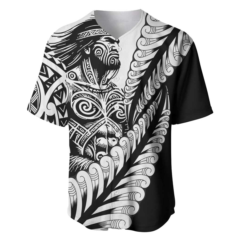 Koru Fern New Zealand Maori Tribal Warrior Baseball Jersey LT9 Black - Polynesian Pride