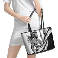 Koru Fern New Zealand Maori Tribal Warrior Leather Tote Bag
