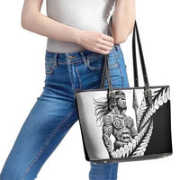 Koru Fern New Zealand Maori Tribal Warrior Leather Tote Bag