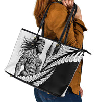Koru Fern New Zealand Maori Tribal Warrior Leather Tote Bag