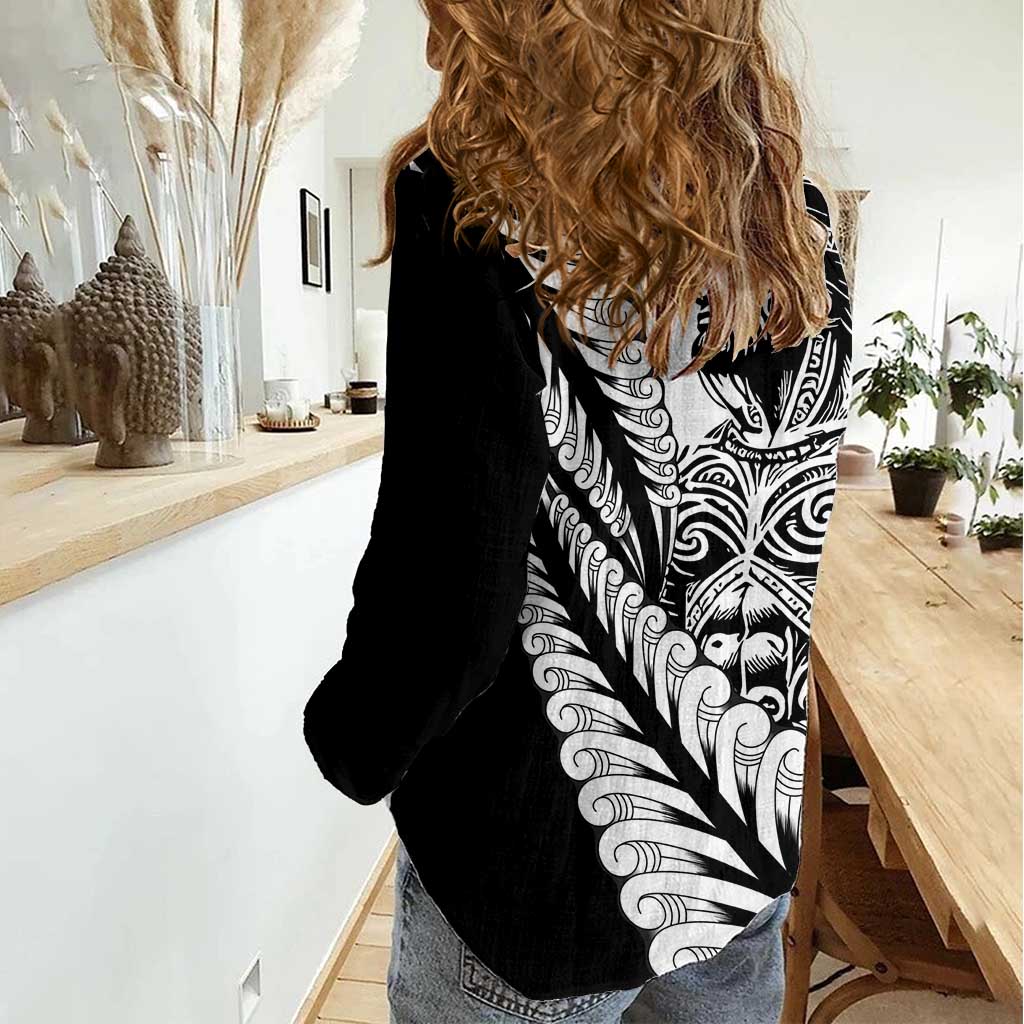 Koru Fern New Zealand Maori Tribal Warrior Women Casual Shirt