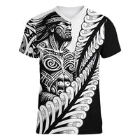 Koru Fern New Zealand Maori Tribal Warrior Women V-Neck T-Shirt LT9 Female Black - Polynesian Pride
