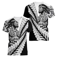 Koru Fern New Zealand Maori Tribal Warrior Women V-Neck T-Shirt LT9 - Polynesian Pride