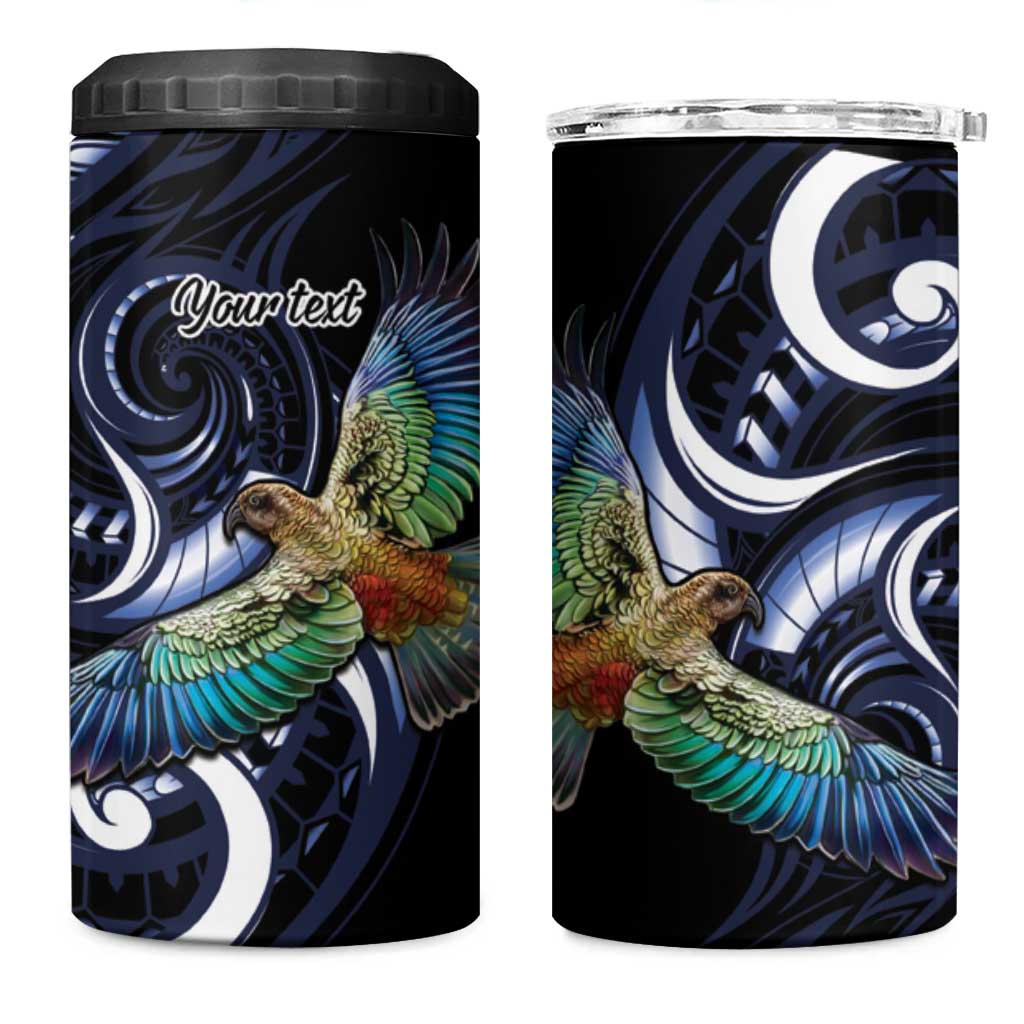 New Zealand Kea Bird Personalised 4 in 1 Can Cooler Tumbler Maori Tribal Koru Art