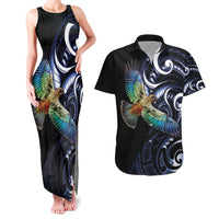 New Zealand Kea Bird Personalised Couples Matching Tank Maxi Dress and Hawaiian Shirt Maori Tribal Koru Art