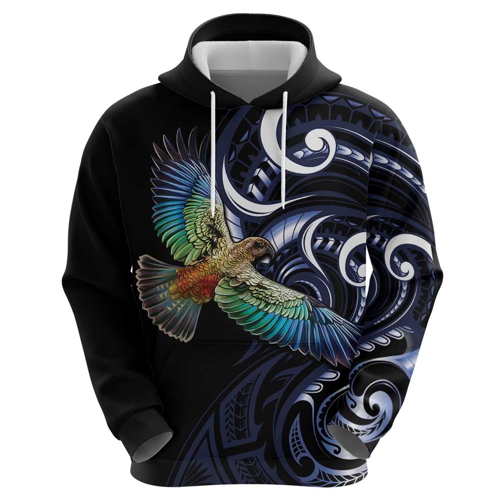 New Zealand Kea Bird Personalised Hoodie Maori Tribal Koru Art