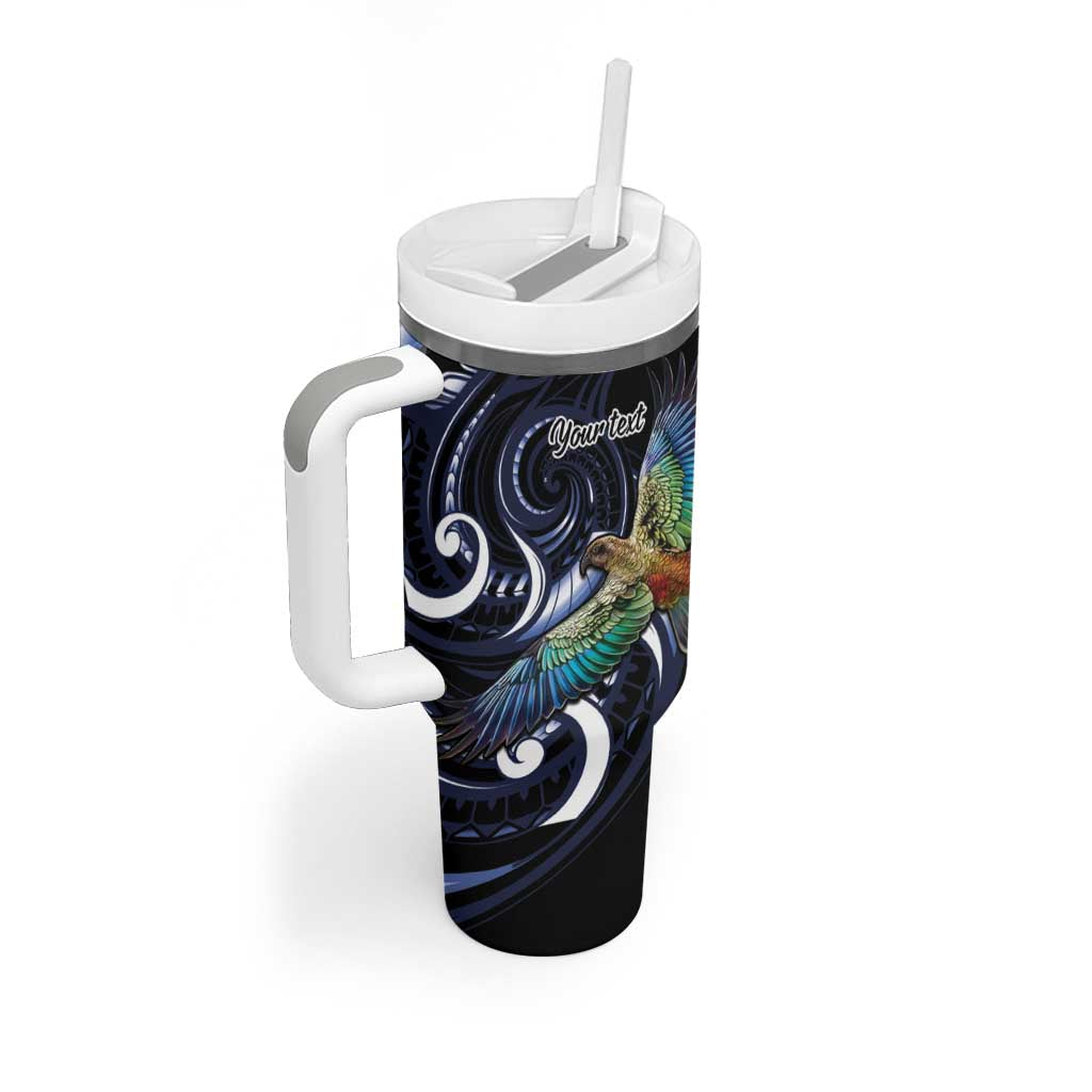 New Zealand Kea Bird Personalised Tumbler With Handle Maori Tribal Koru Art