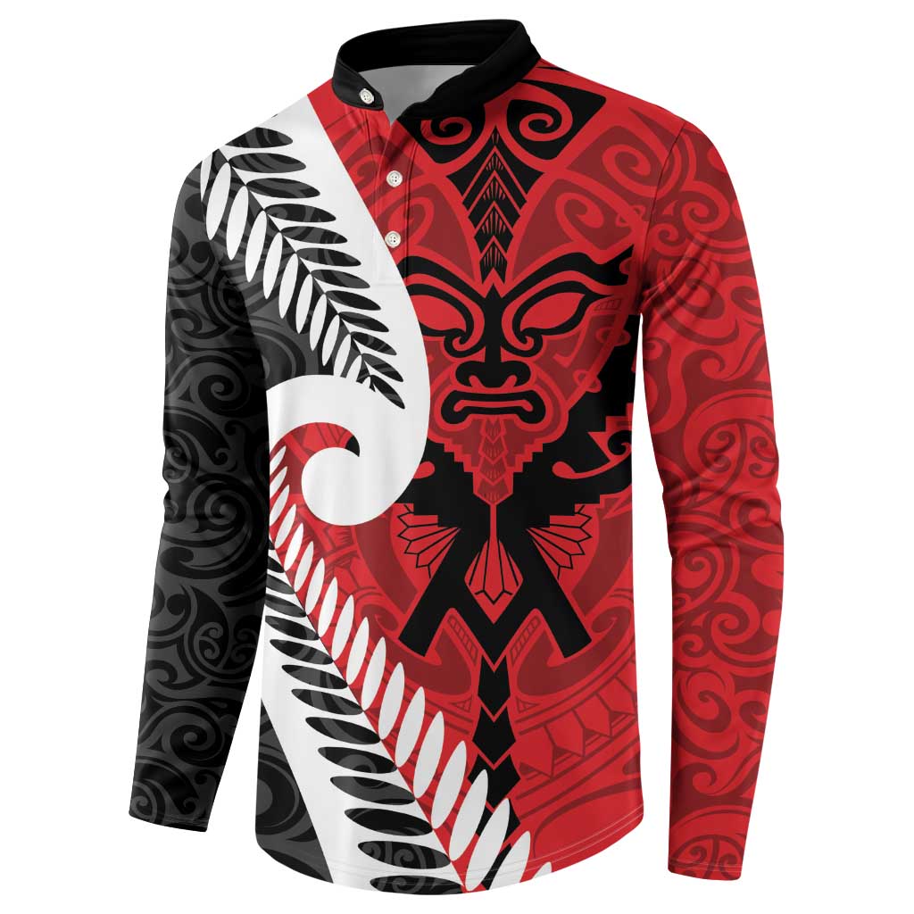 Silver Fern Koru Swirls with Maori Ta Moko Button Sweatshirt LT9 - Polynesian Pride