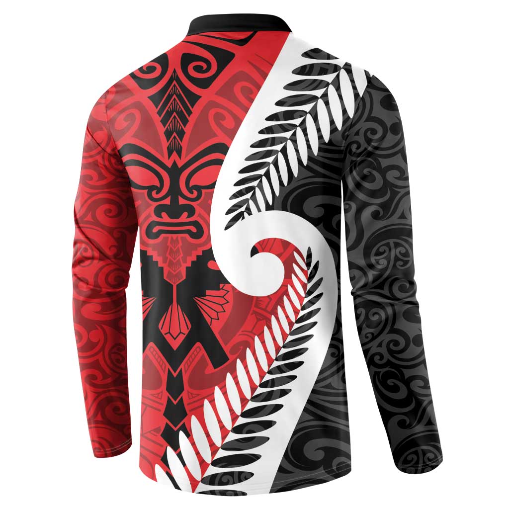 Silver Fern Koru Swirls with Maori Ta Moko Button Sweatshirt LT9 - Polynesian Pride