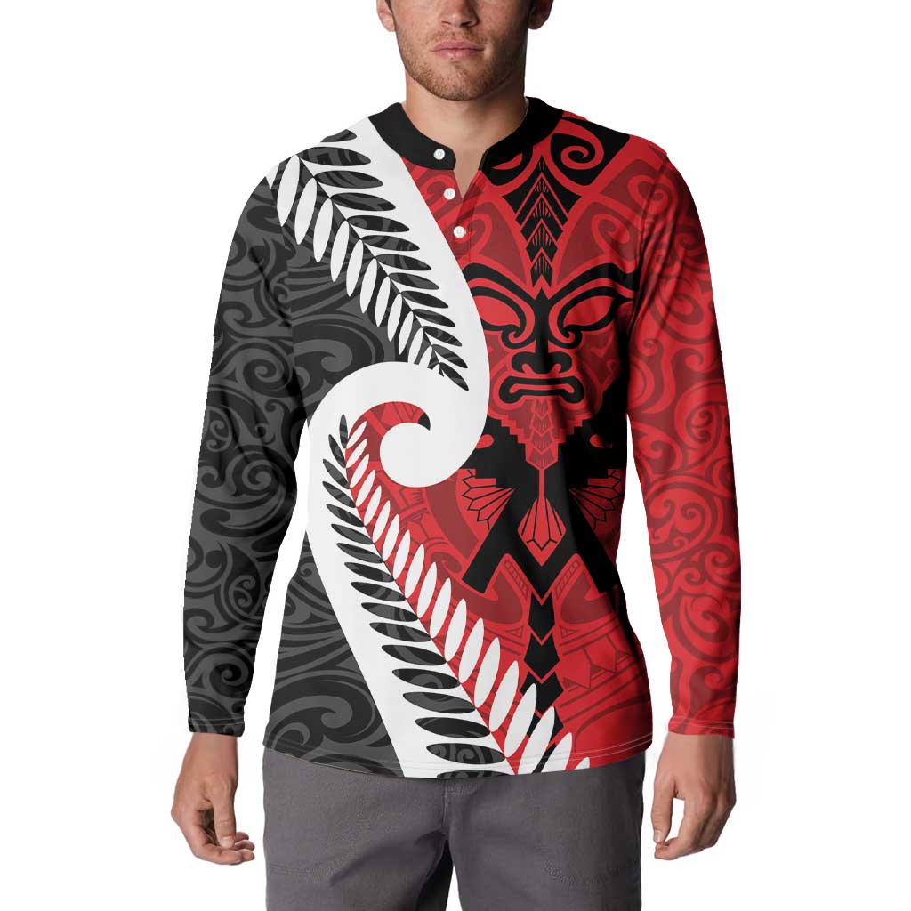 Silver Fern Koru Swirls with Maori Ta Moko Button Sweatshirt LT9 - Polynesian Pride
