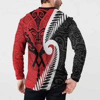 Silver Fern Koru Swirls with Maori Ta Moko Button Sweatshirt LT9 - Polynesian Pride