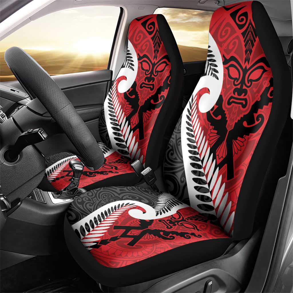 Silver Fern Koru Swirls with Maori Ta Moko Car Seat Cover