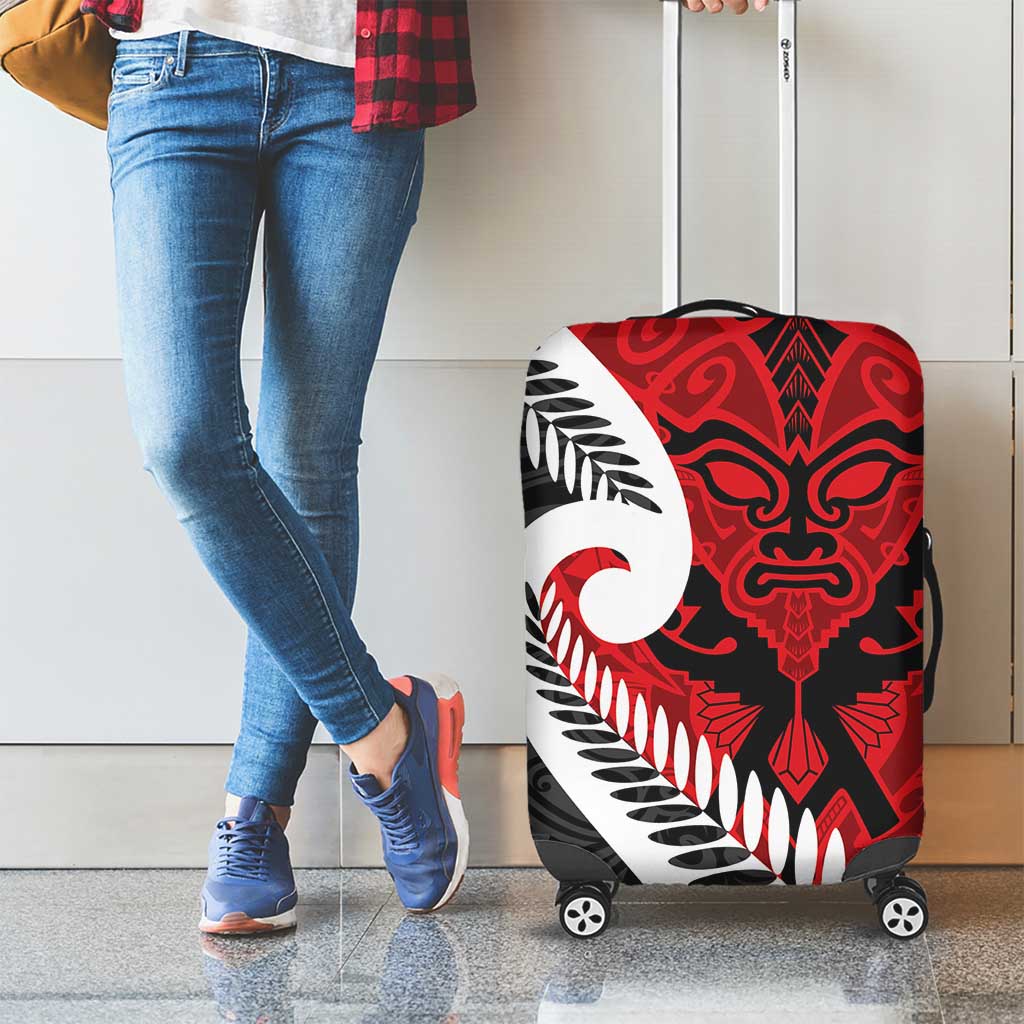 Silver Fern Koru Swirls with Maori Ta Moko Luggage Cover