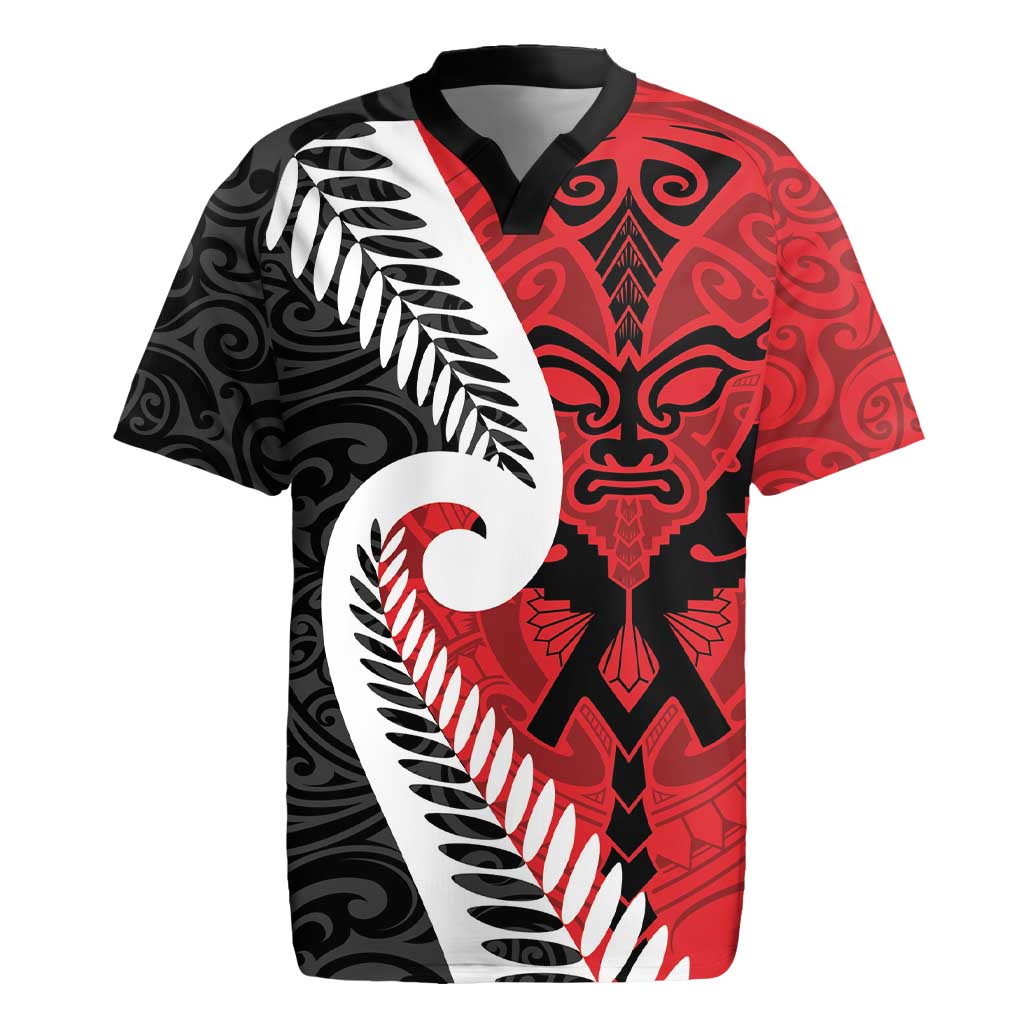 Silver Fern Koru Swirls with Maori Ta Moko Rugby Jersey