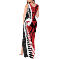 Silver Fern Koru Swirls with Maori Ta Moko Tank Maxi Dress