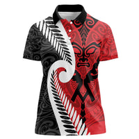 Silver Fern Koru Swirls with Maori Ta Moko Women Polo Shirt