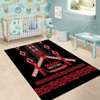 Toitu Te Tiriti Waitangi Area Rug Black Wharenui House LT9 - Polynesian Pride