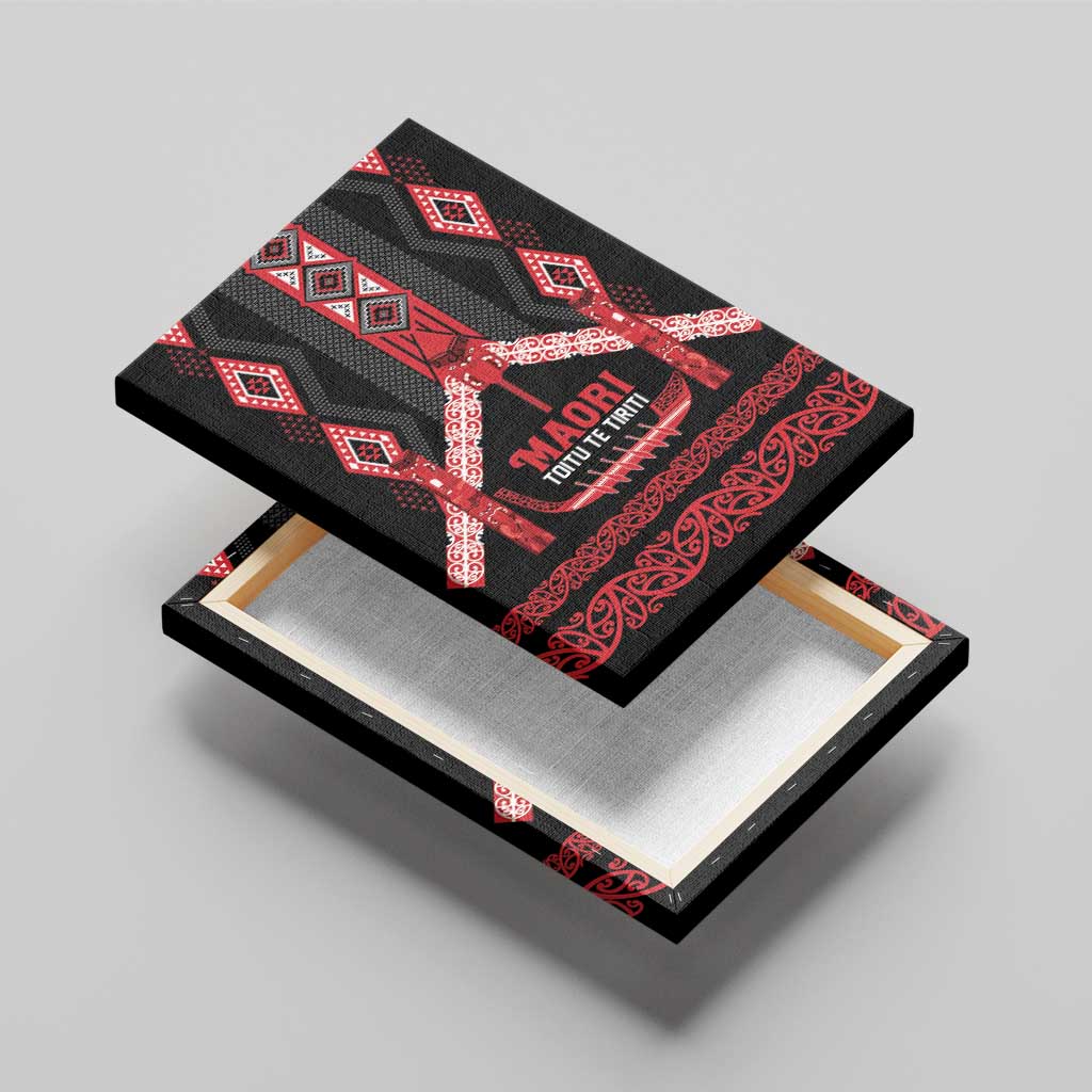 Toitu Te Tiriti Waitangi Canvas Wall Art Black Wharenui House LT9 - Polynesian Pride
