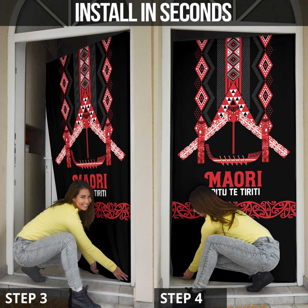 Toitu Te Tiriti Waitangi Door Cover Black Wharenui House LT9 - Polynesian Pride