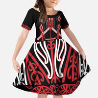 Toitu Te Tiriti Waitangi Family Matching Long Sleeve Bodycon Dress and Hawaiian Shirt Black Wharenui House - Polynesian Pride