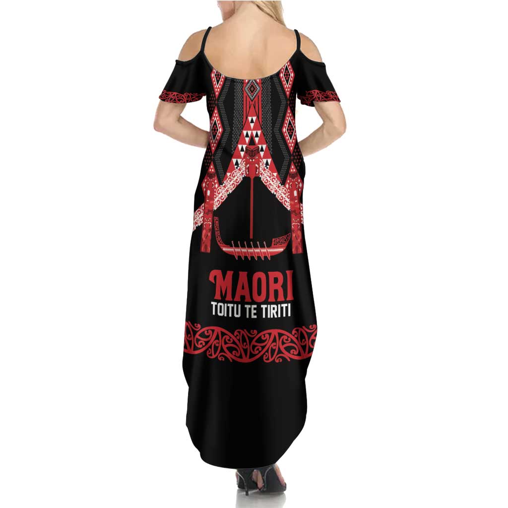 Toitu Te Tiriti Waitangi Family Matching Summer Maxi Dress and Hawaiian Shirt Black Wharenui House - Polynesian Pride