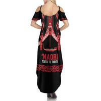 Toitu Te Tiriti Waitangi Family Matching Summer Maxi Dress and Hawaiian Shirt Black Wharenui House - Polynesian Pride
