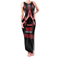 Toitu Te Tiriti Waitangi Family Matching Tank Maxi Dress and Hawaiian Shirt Black Wharenui House - Polynesian Pride