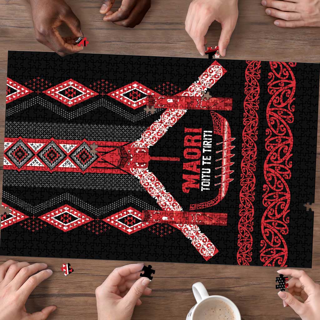 Toitu Te Tiriti Waitangi Puzzle Black Wharenui House - Polynesian Pride