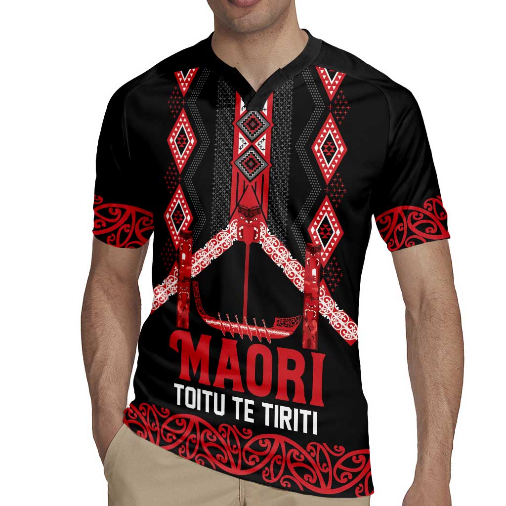 Toitu Te Tiriti Waitangi Rugby Jersey Black Wharenui House LT9 - Polynesian Pride