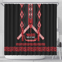 Toitu Te Tiriti Waitangi Shower Curtain Black Wharenui House LT9 - Polynesian Pride