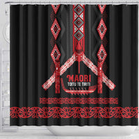 Toitu Te Tiriti Waitangi Shower Curtain Black Wharenui House LT9 - Polynesian Pride