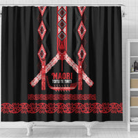 Toitu Te Tiriti Waitangi Shower Curtain Black Wharenui House LT9 - Polynesian Pride