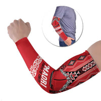 Toitu Te Tiriti Waitangi Arm Sleeves Red Wharenui House - Polynesian Pride