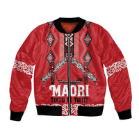 Toitu Te Tiriti Waitangi Bomber Jacket Red Wharenui House LT9 Unisex Red - Polynesian Pride