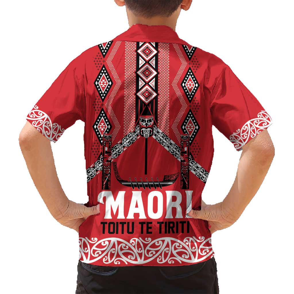 Toitu Te Tiriti Waitangi Family Matching Summer Maxi Dress and Hawaiian Shirt Red Wharenui House - Polynesian Pride