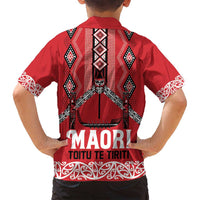 Toitu Te Tiriti Waitangi Family Matching Summer Maxi Dress and Hawaiian Shirt Red Wharenui House - Polynesian Pride