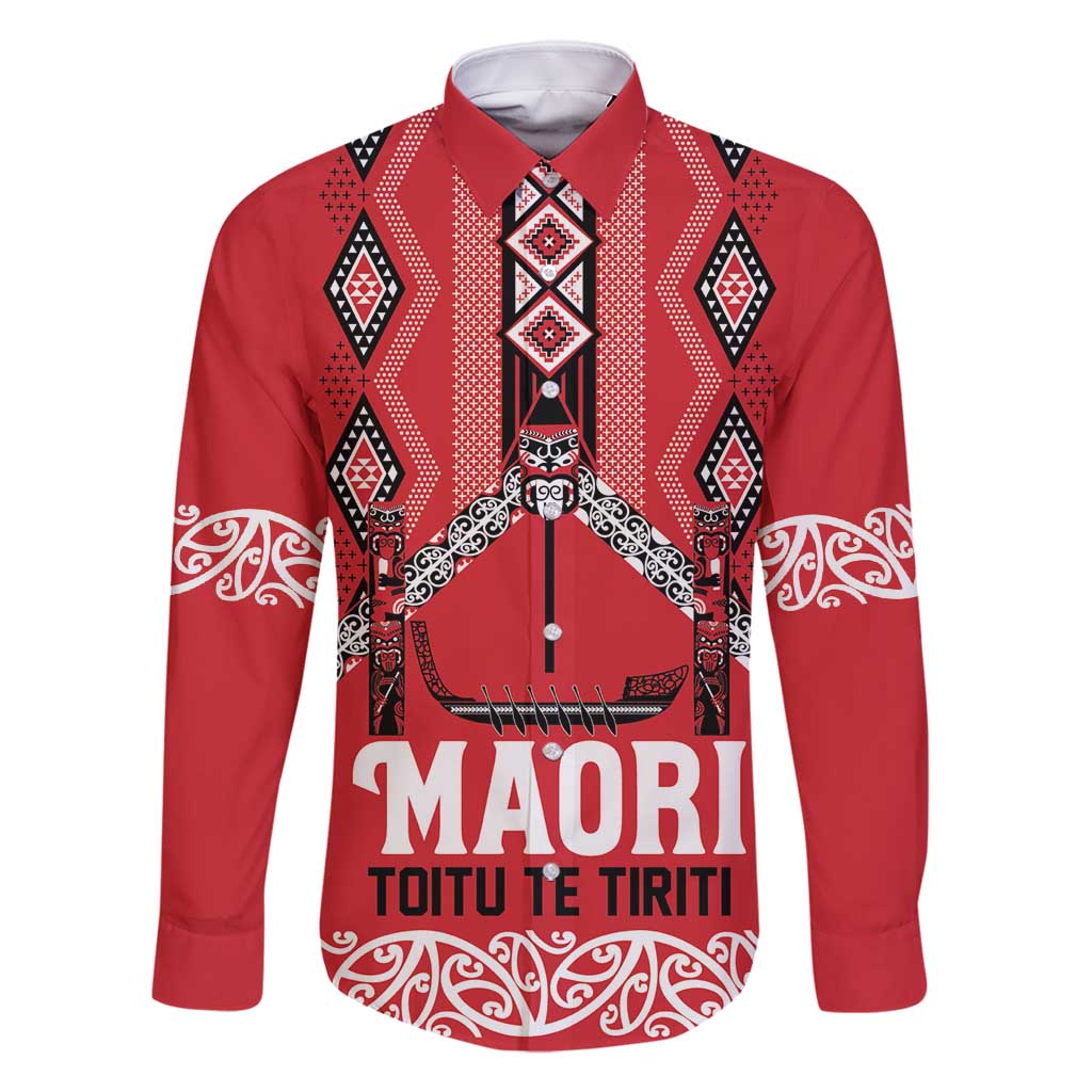 Toitu Te Tiriti Waitangi Family Matching Summer Maxi Dress and Hawaiian Shirt Red Wharenui House - Polynesian Pride