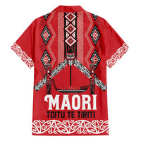 Toitu Te Tiriti Waitangi Family Matching Tank Maxi Dress and Hawaiian Shirt Red Wharenui House - Polynesian Pride