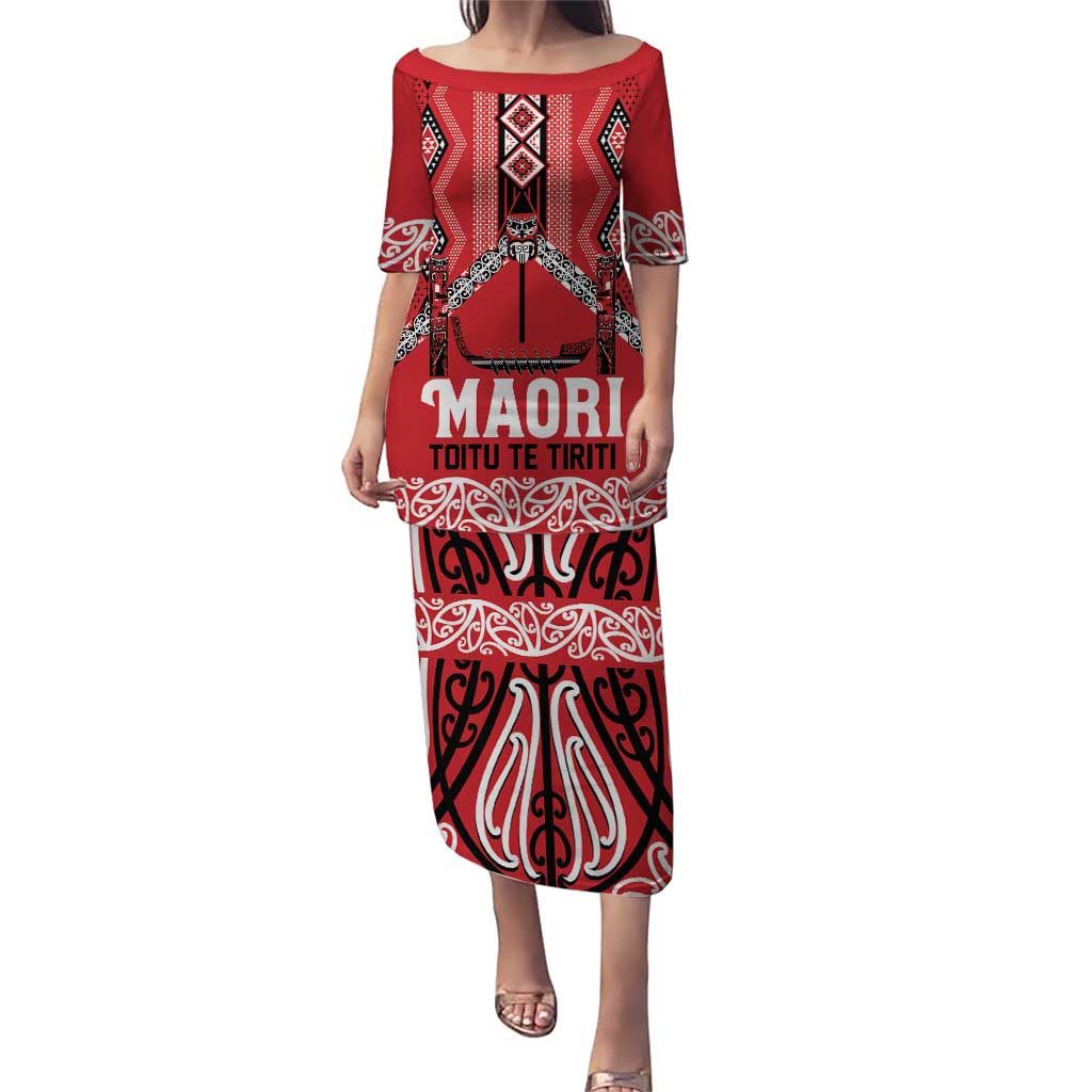 Toitu Te Tiriti Waitangi Puletasi Red Wharenui House - Polynesian Pride