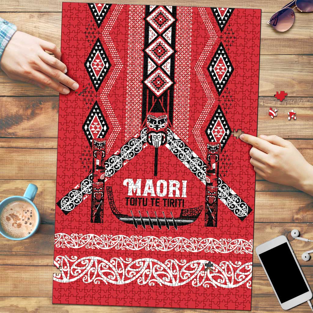 Toitu Te Tiriti Waitangi Puzzle Red Wharenui House - Polynesian Pride