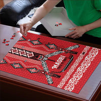 Toitu Te Tiriti Waitangi Puzzle Red Wharenui House - Polynesian Pride