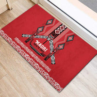 Toitu Te Tiriti Waitangi Rubber Doormat Red Wharenui House - Polynesian Pride